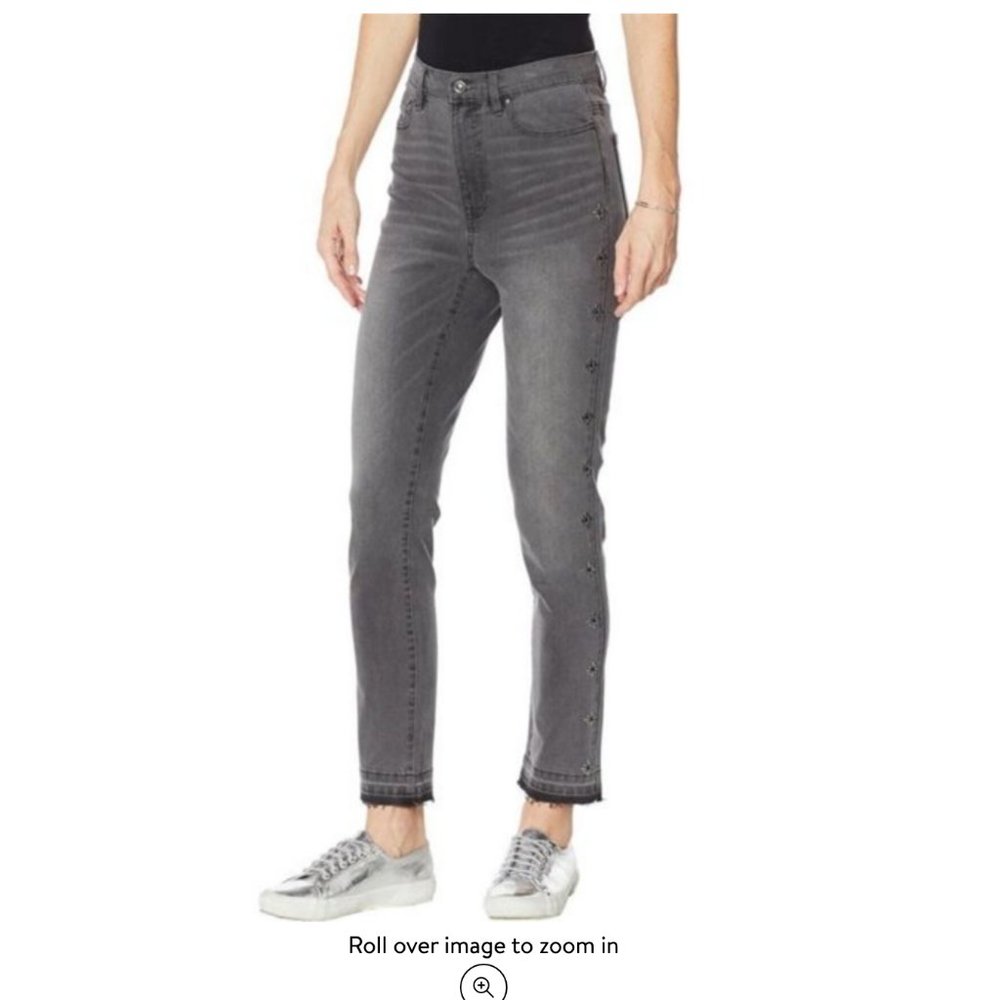 DG2 Diane Gilman Studded Release-Hem Ankle Jeans